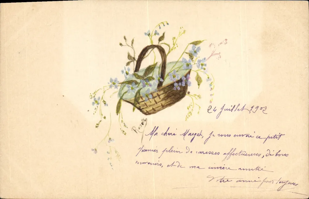 Büschel Forget-me-nots — Ansichtskarte vom 24. Juli 1902 — Verlag nicht sichtbar - Vorderseite