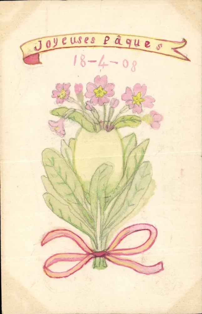 Frühlingsblumen — Ostern 1908 — Innere Karte - Vorderseite