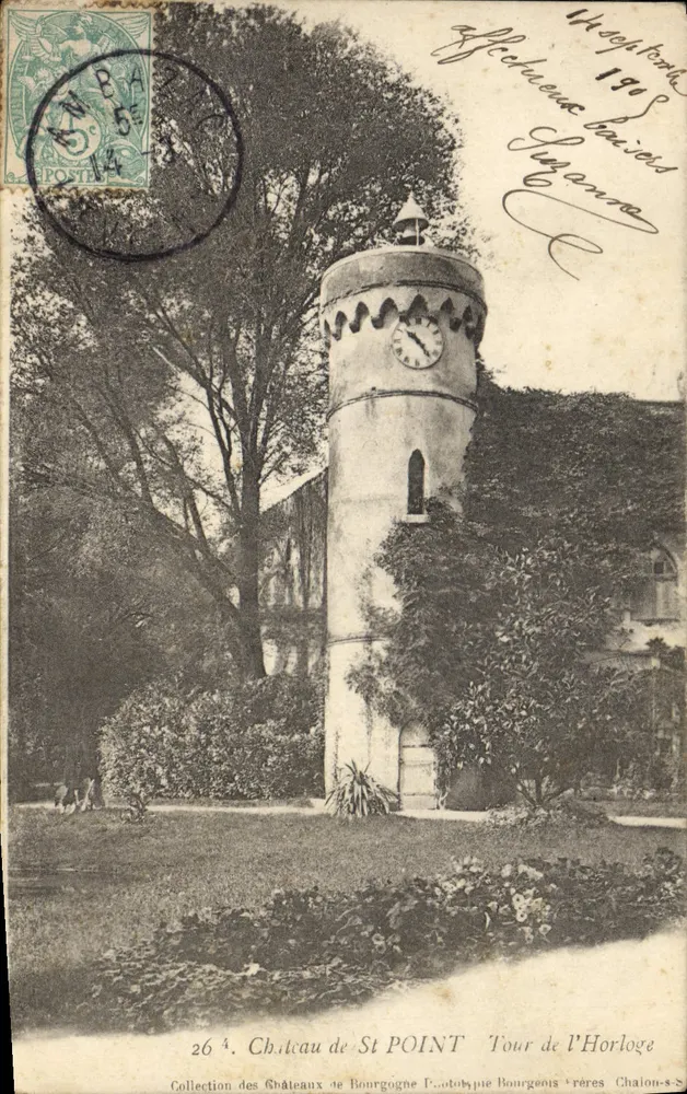 Castillo de St POINT — Torre del Reloj — Fototipia Bourgeois Frères, Chalon-sur-Saône - Anverso