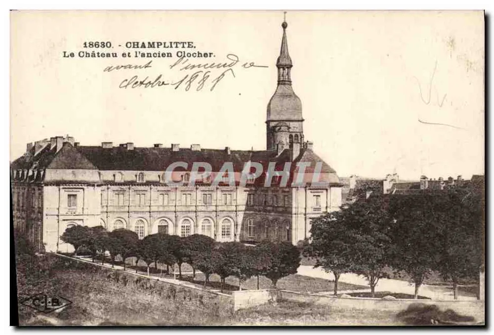 Champlitte — Het kasteel en de oude klokkentoren voor de brand — Uitgever C. Lardier - Voorkant