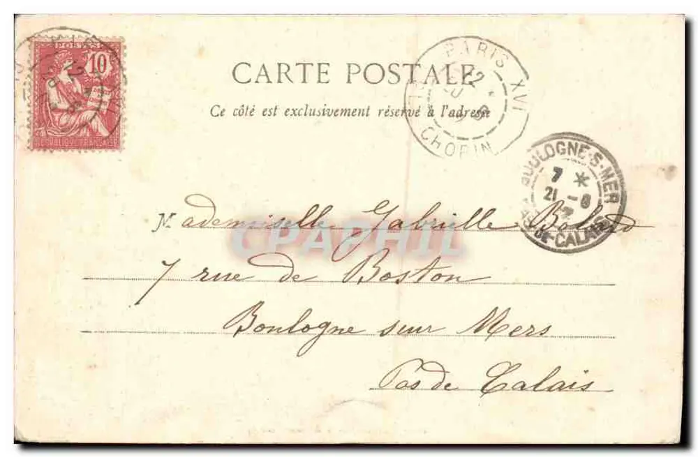 Pierrot, Vater der Familie — Theater-Szene mit Mandoline und Frauenporträt — Édition Phototypie A. Jacquinet und P. Nauer - Rückseite