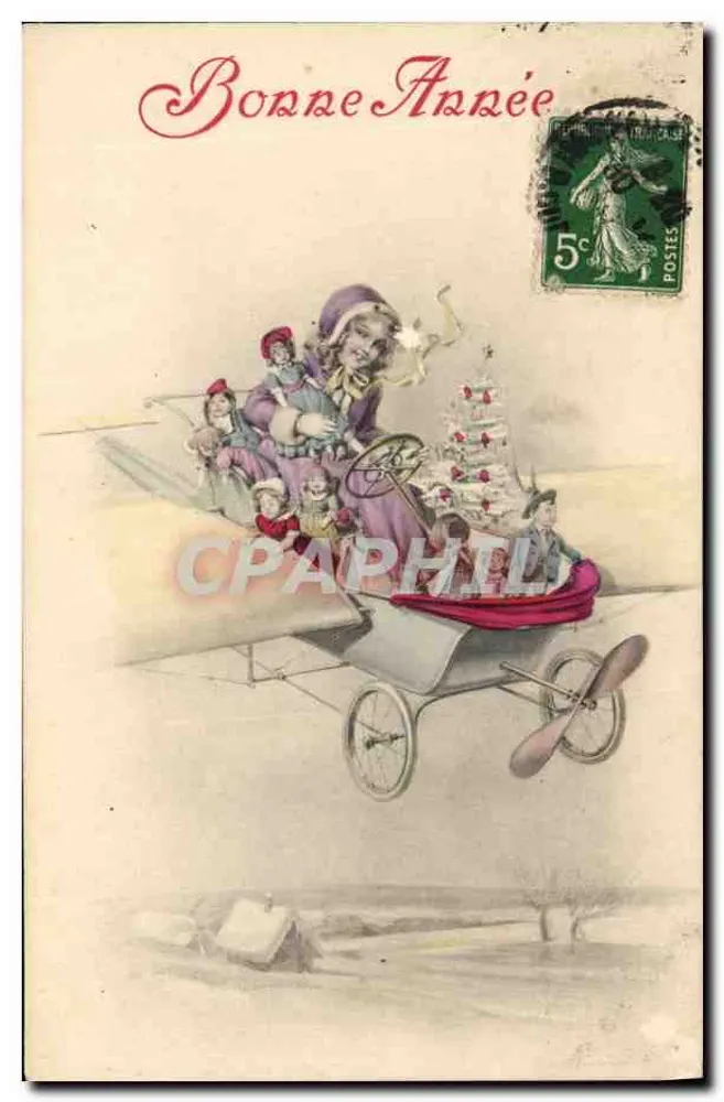 Familie in einem Schneepflug — Frohe Weihnachten — H & L Nr. 1563 - Vorderseite