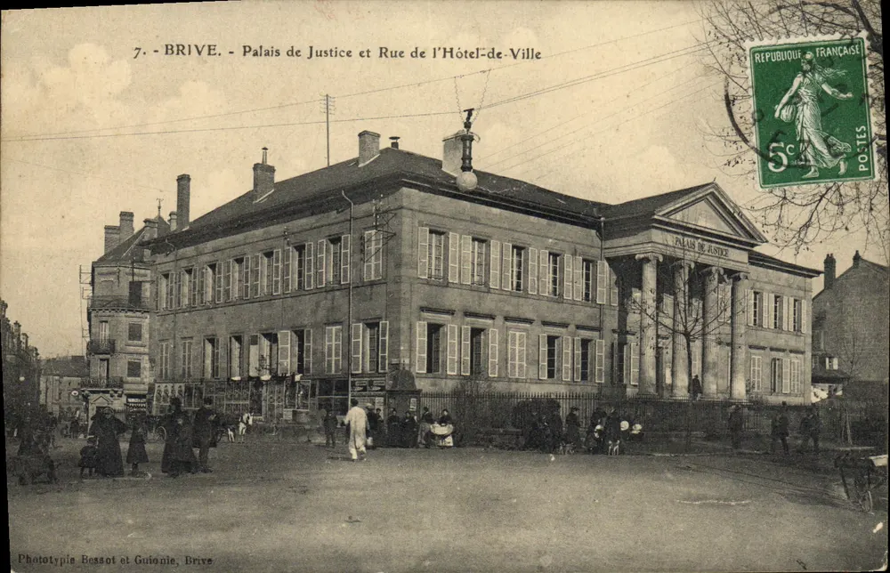 Brive — Palast des Gerichts und Straße des Rathauses — Phototypie Bessot und Guionie, Brive, n°7 - Vorderseite