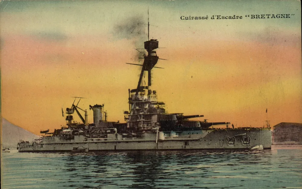 Cruiser de escadra "BRETAGNE" — navio de guerra — editor Laugier, Toulon - Frente