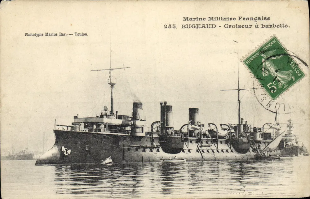 Barbette-Kreuzer BUGEAUD — Französische Marine — Phototypie Marius Bar — Toulon. - Vorderseite