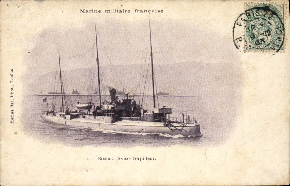 Marinha militar francesa — Aviso-Torpilleur 'Bombe' — Marines Par. Fot. Toulou, n°4 - Frente
