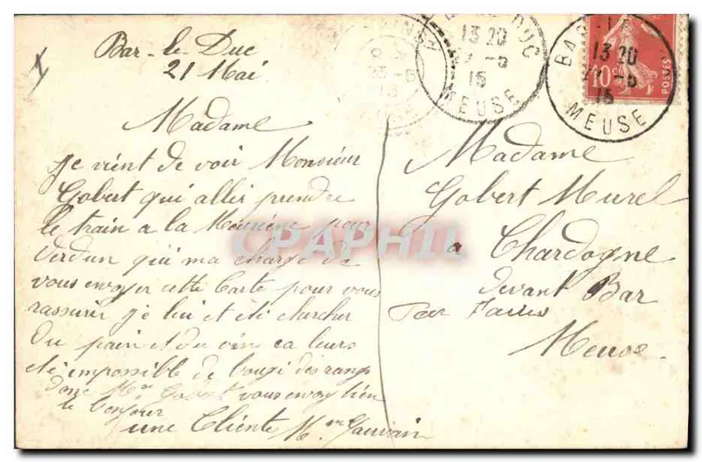 BAR-le-DUC — A Prefeitura — Carta Ilustrada - Verso