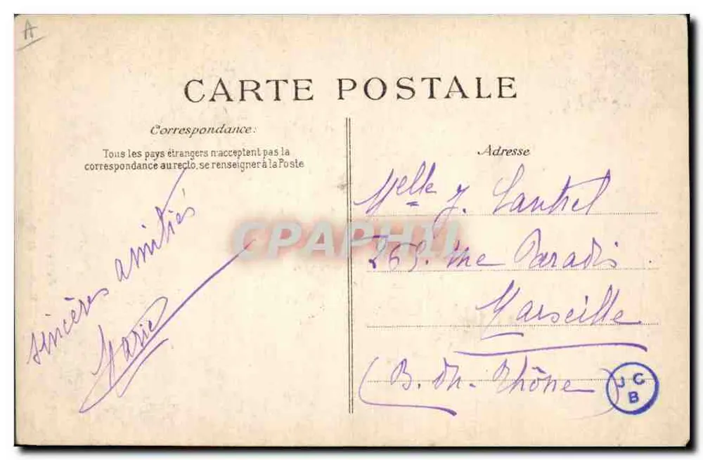 Jeune Breton — Environ de Quimper — Éditeur E.P.D. n° 407 - Verso