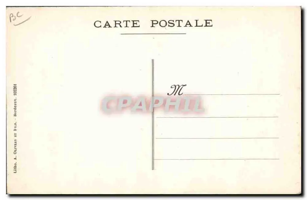 Cazaux-City — V. In einem Kanu. — Librairie A. Oliveau et Fils, Bordeaux - Rückseite