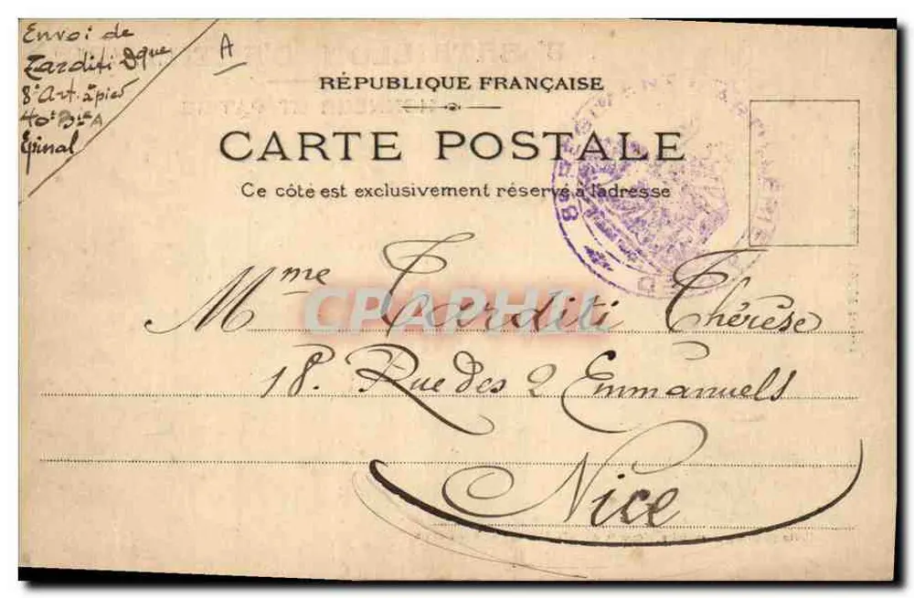 8. Artillerieregiment — Ehre und Vaterland — STORCK et Co. Lyon-Paris - Rückseite