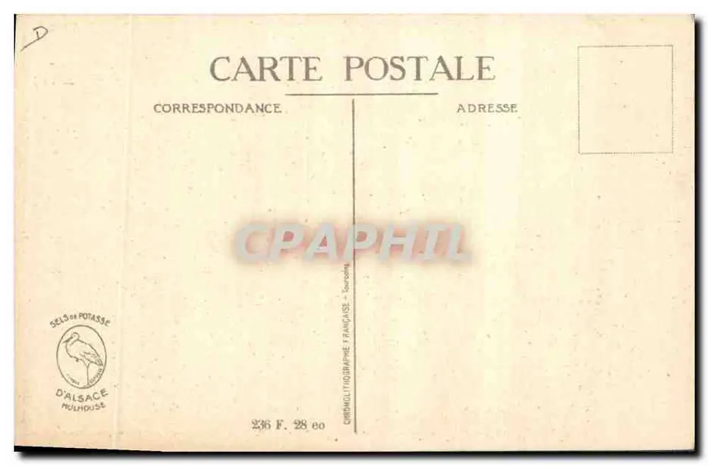 Agricultor em campo de trigo — propaganda para Sels de Potasse d'Alsace — editor Sels de Potasse d'Alsace, Mulhouse - Verso