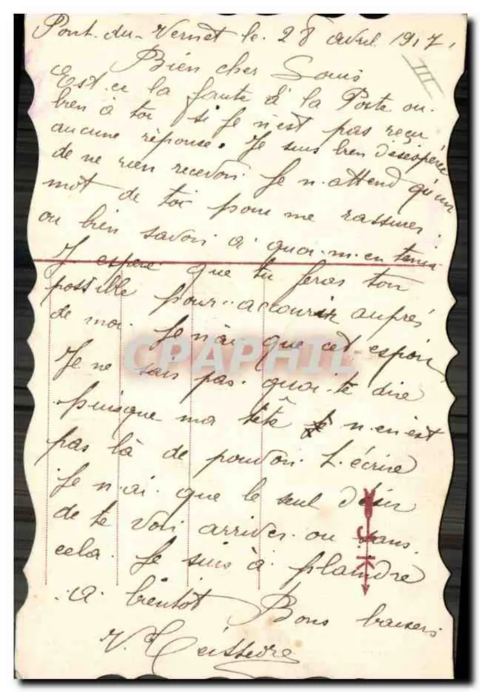 Iris — Blume des Boiverain — handschriftliche Ansichtskarte - Rückseite