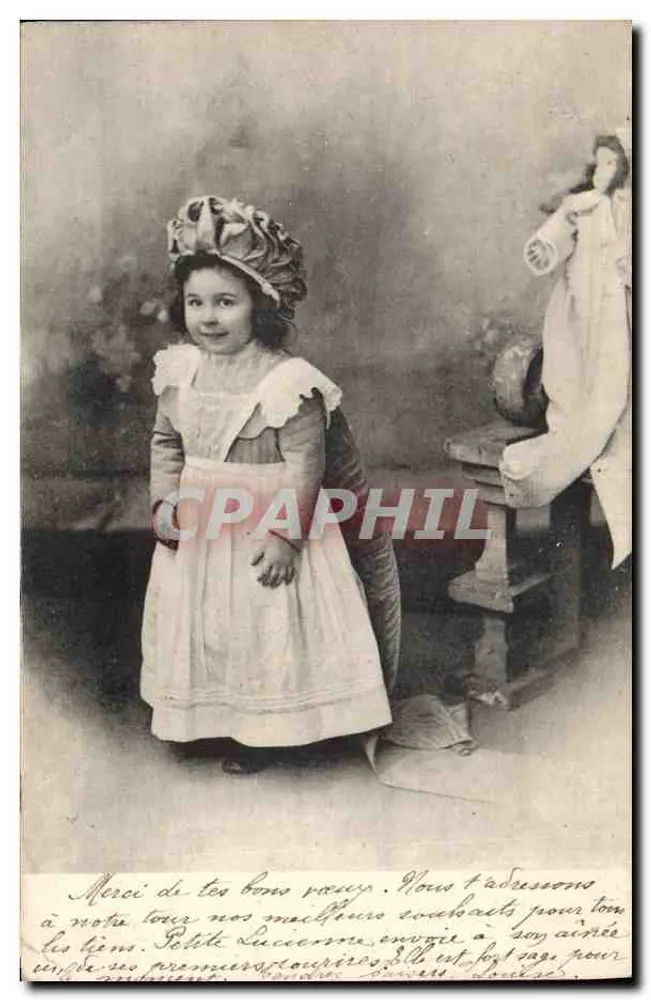 Kleine Mädchen in Kleid und Hut — Briefkarte — Verleger P. F., Serie 1952 - Vorderseite