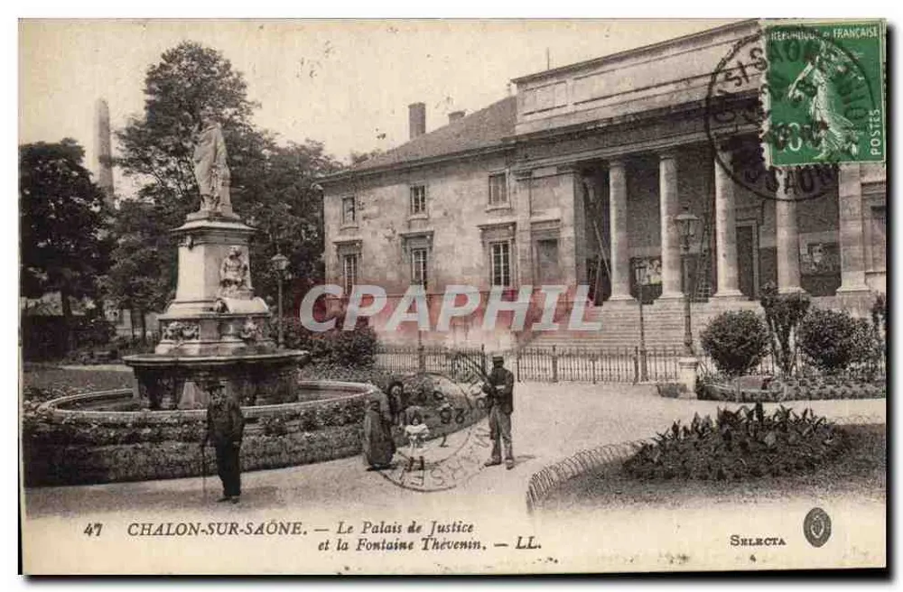 Chalon-sur-Saône — Ansicht des Palastes der Justiz und der Fontaine Thévenin — LL. Selecta - Vorderseite