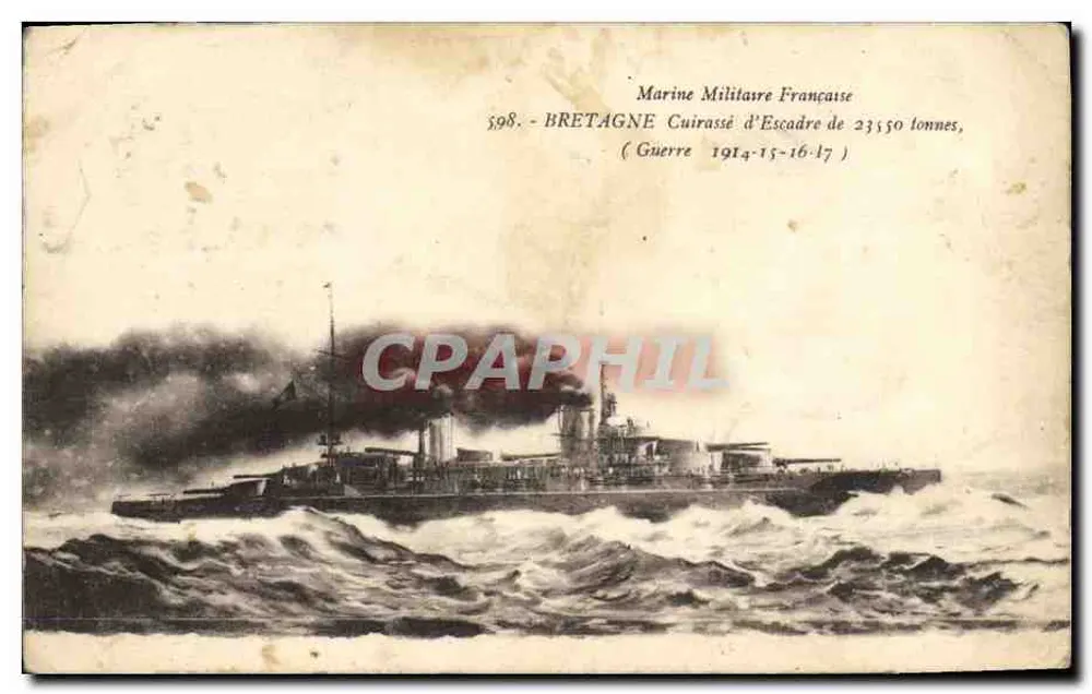 Bretagne — cuirassé de la Marine Militaire Française — éditeur Établissements d’Impressions Maritimes (Paris) n° 598 - Vorderseite