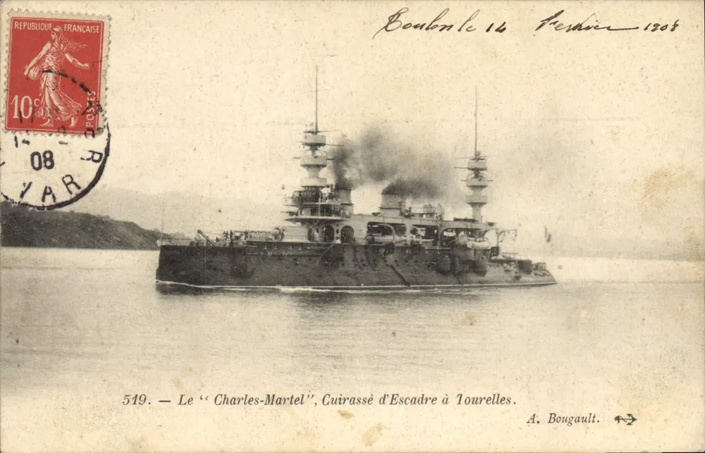 Der "Charles-Martel", Schlachtschiff in Toulon — A. Bougault, Nr. 519 - Vorderseite