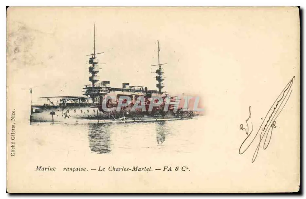 Marinha francesa — O Charles-Martel — FA & C°, Nice - Frente