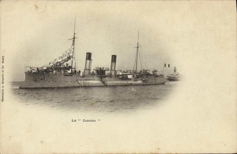 O "Cassini" — navio de guerra — Fototipo A. Bergoret et Cie, Nancy - Frente