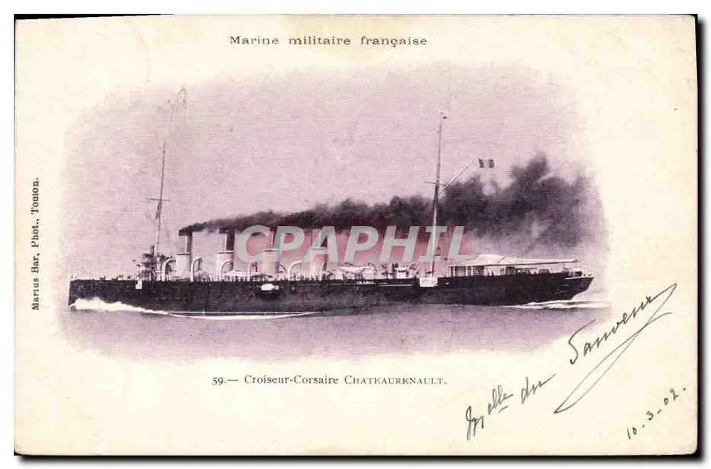 Kreuzer-Korsar Châteaurenault — Französische Marine — Marius Bar, Fot. Tonn. - Vorderseite