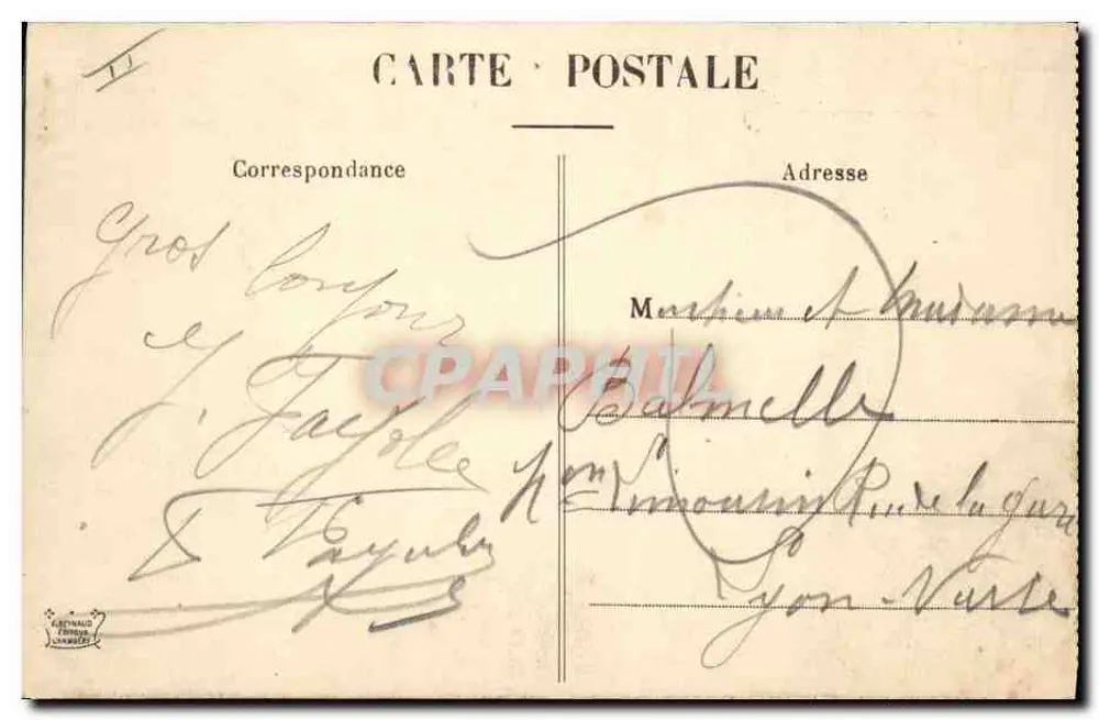 Chambéry - A Prefeitura — vista panorâmica com jardim e montanhas — editor anônimo, número de série não visível - Verso