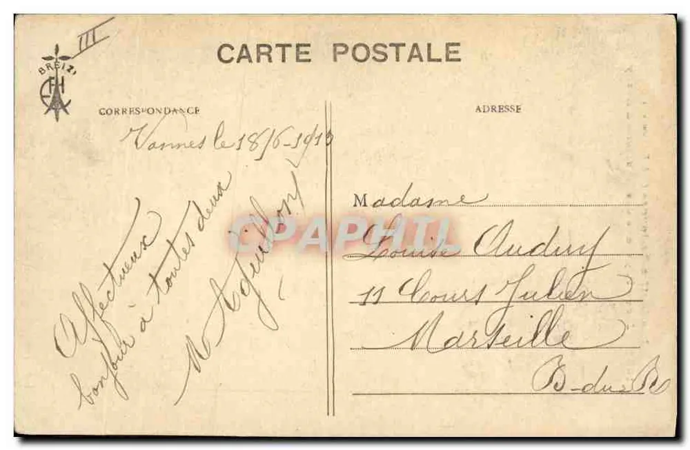 Jovem Camponesa dos Arredores de Auray — Col. E. Hémonie — 1006 - Verso
