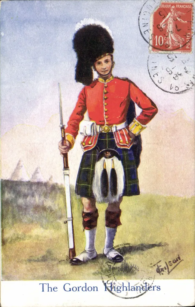 Os Gordon Highlanders — soldado em uniforme — editor Fraysant - Frente