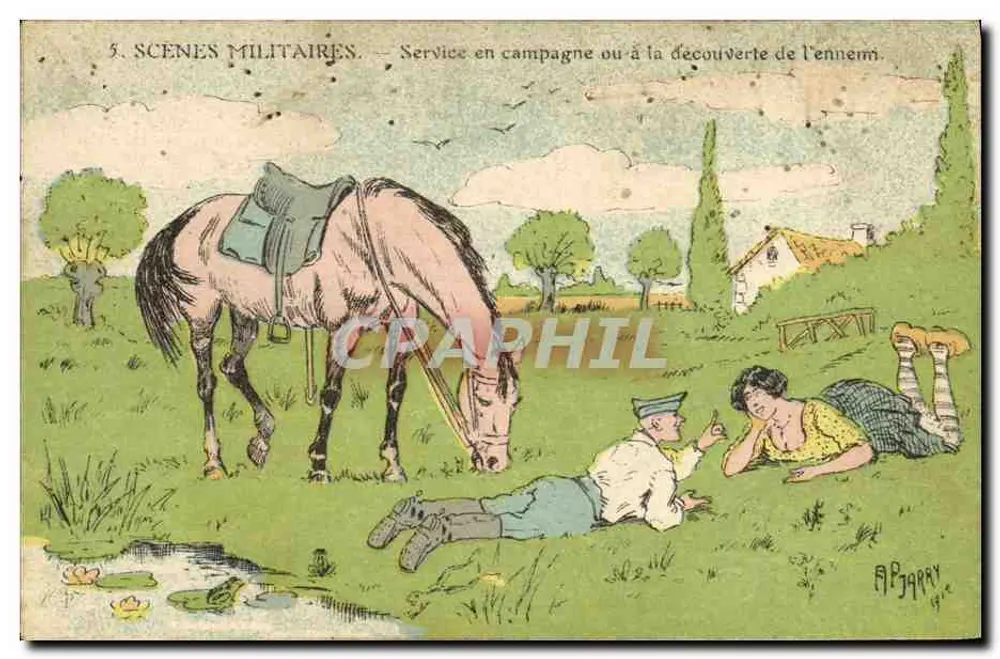 Militärszenen — Dienst im Feld oder Erkundung des Feindes — A.P. Barry, 1914 - Vorderseite