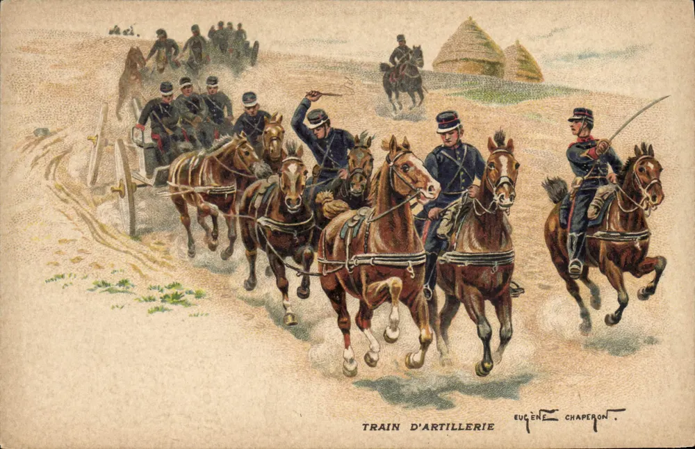 Trem de Artilharia — cena de campo — Eugène Chaperon - Frente