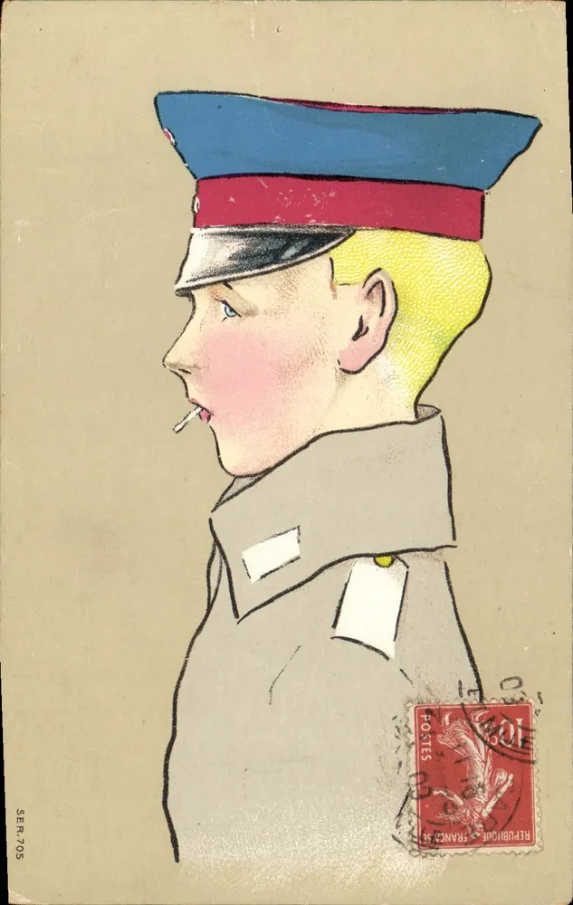 Soldado em uniforme — perfil — editor não identificado, série SER.705 - Frente