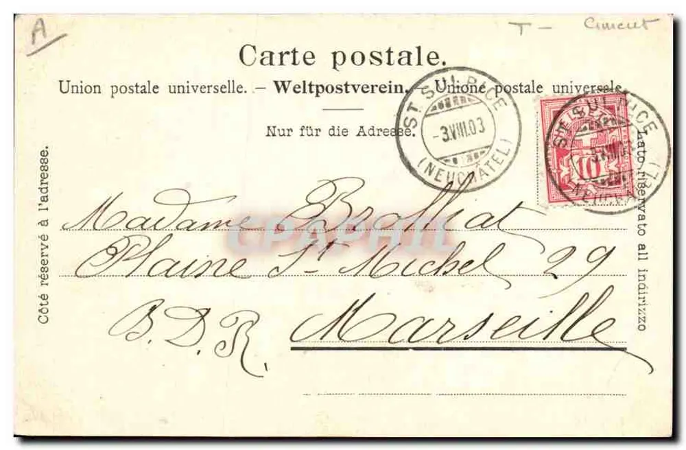St. Sulpice — Fábrica de Cimento — A. Besson, Editor, Neuchâtel - Verso