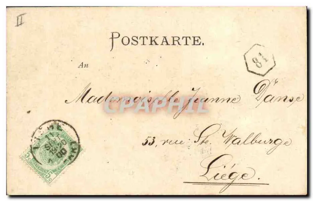 Blüten von Erbsen an der Ecke — datierte Karte 10/IX/1900 — Verlag nicht sichtbar - Rückseite