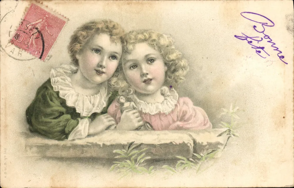 Zwei Kinder — farbiges Bild — A.S.W. D. n°142 - Vorderseite