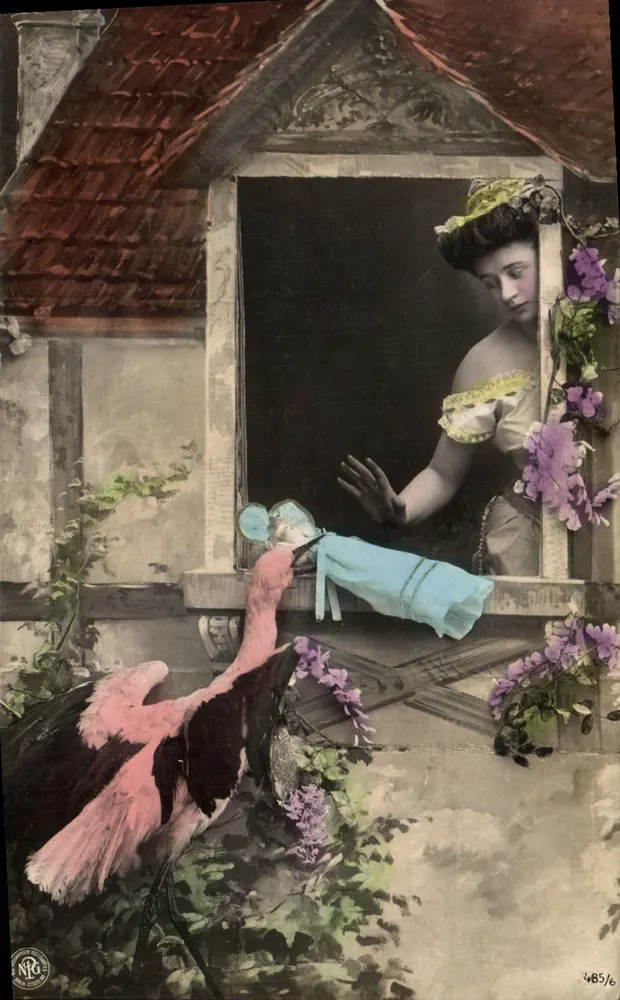 Frau am Fenster — rosa Vogel — Verlag NRG, n° 485/6 - Vorderseite