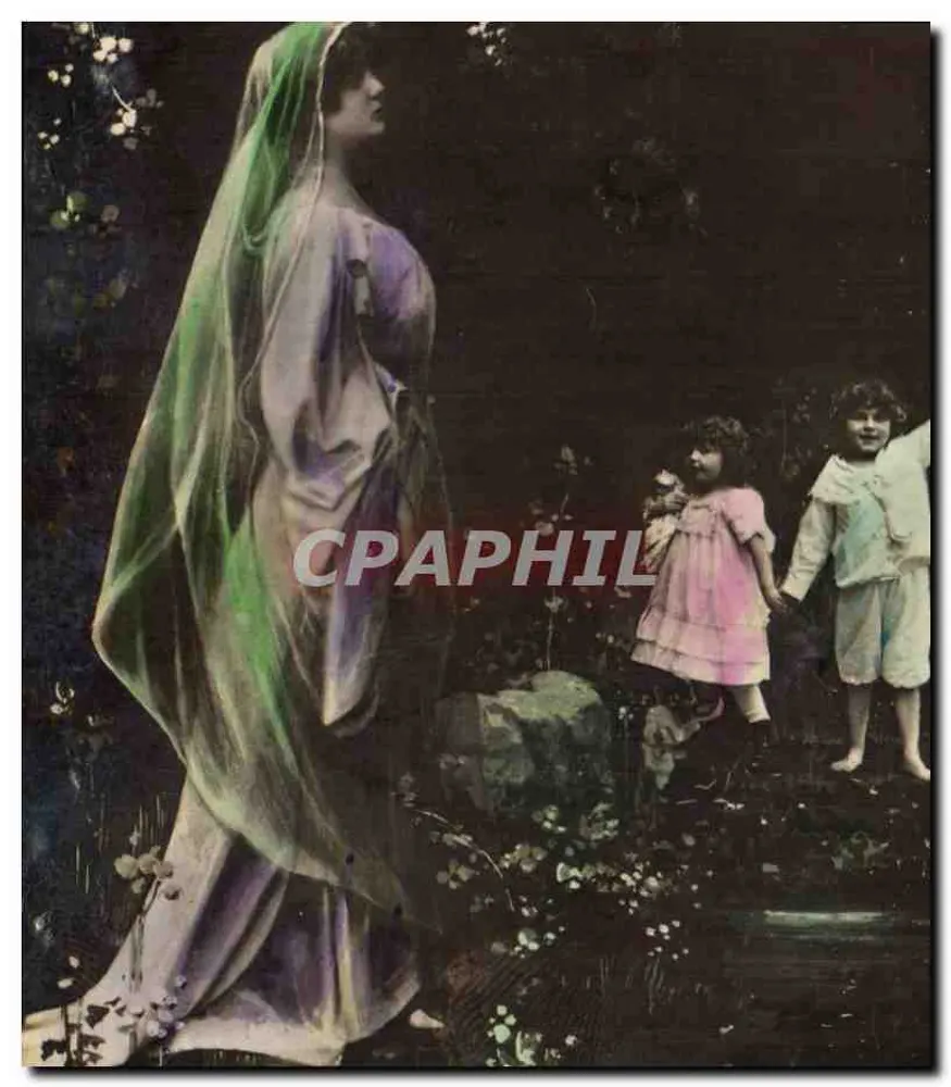 Madonna — Statue im Garten — Verlag Oranotypie Photog. Gesellschaft A.-G., Stuttgart - Vorderseite