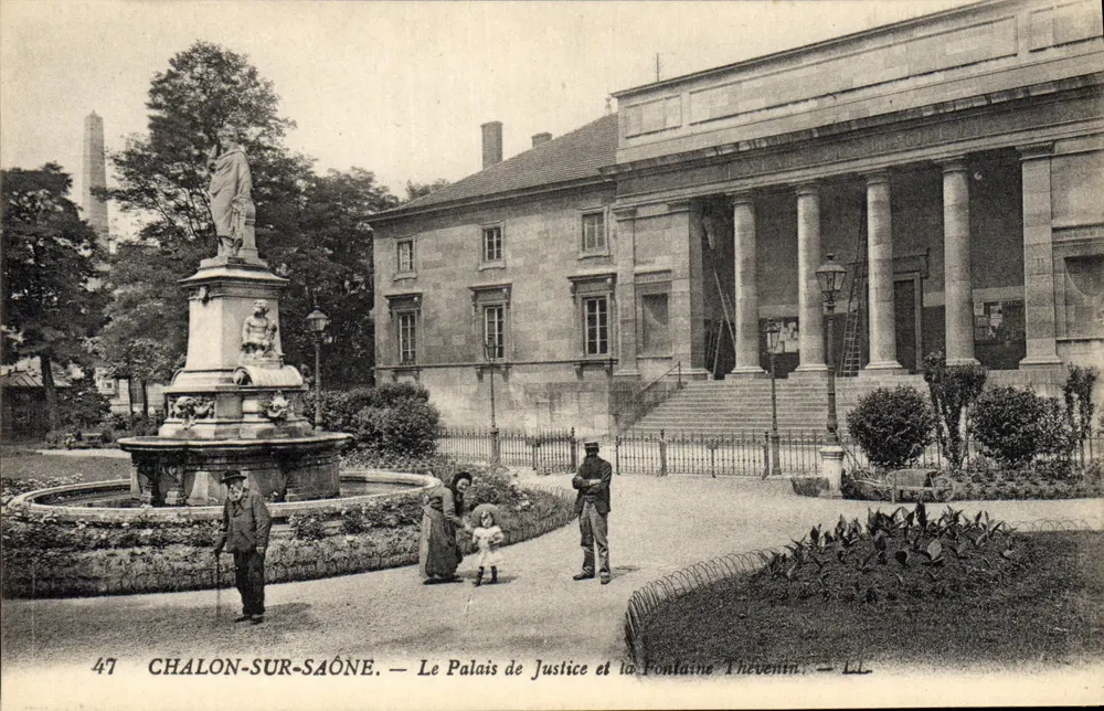 Chalon-sur-Saône — Das Palais de Justice und die Fontaine Thévenin — Verleger L.L. n°47 - Vorderseite