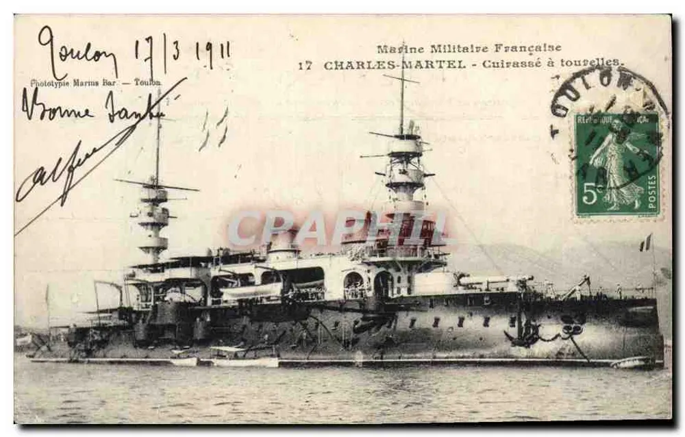 Charles-Martel — Panzerkreuzer mit Turm — Phototypie Marina Bar - Toulouse - Vorderseite