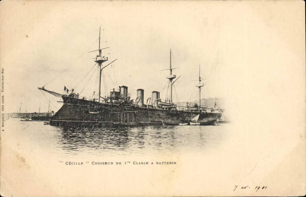 Cécille — Kreuzer der ersten Klasse mit Batterie — A. Bougault, Toulon-sur-Mer - Vorderseite