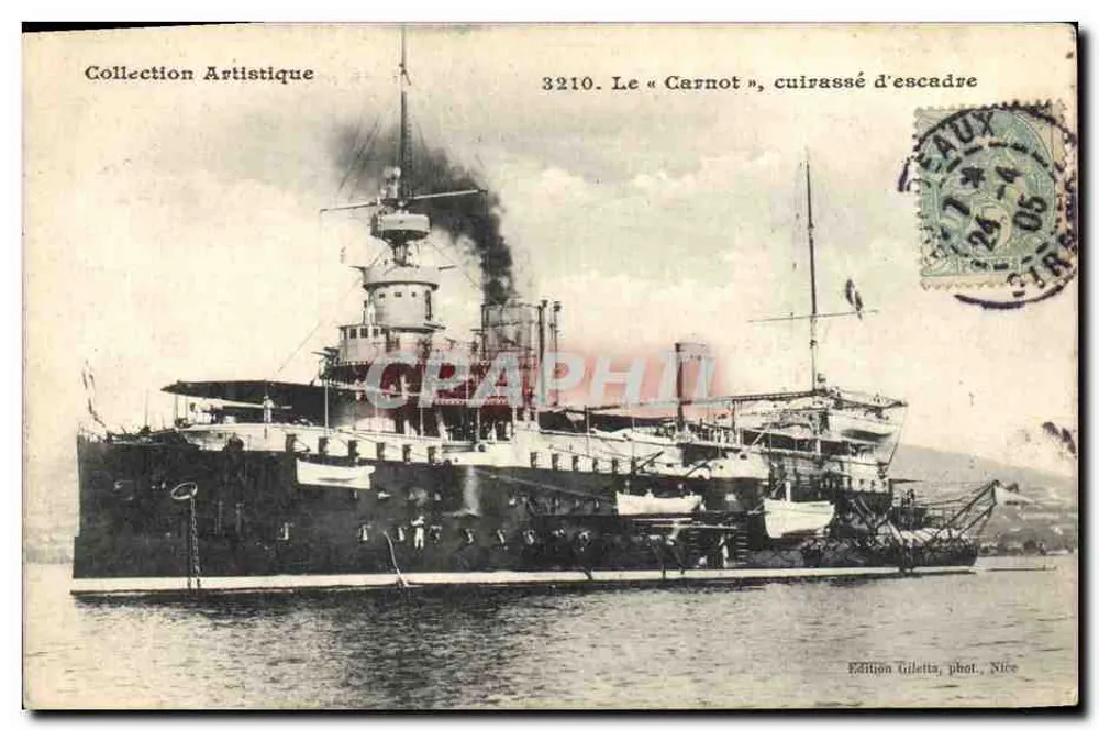 Der « Carnot », Schlachtschiff der Flotte — Künstlerische Sammlung n°3210 — Giletta-Ausgabe, Foto Nice - Vorderseite