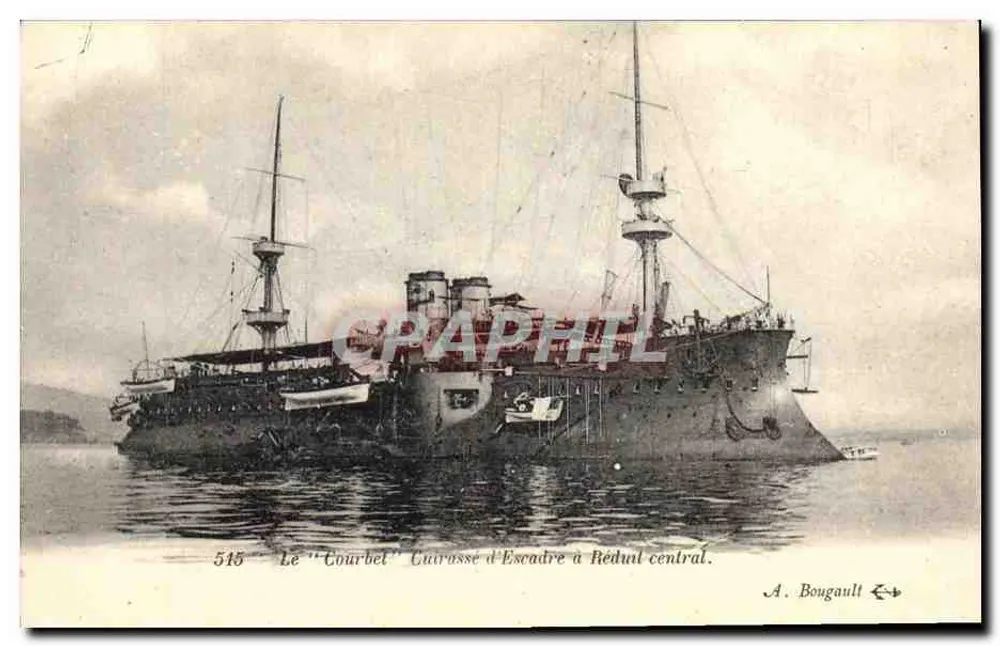 Der "Courbet" Schlachtschiff am zentralen Reduit — A. Bougault, n° 515 - Vorderseite
