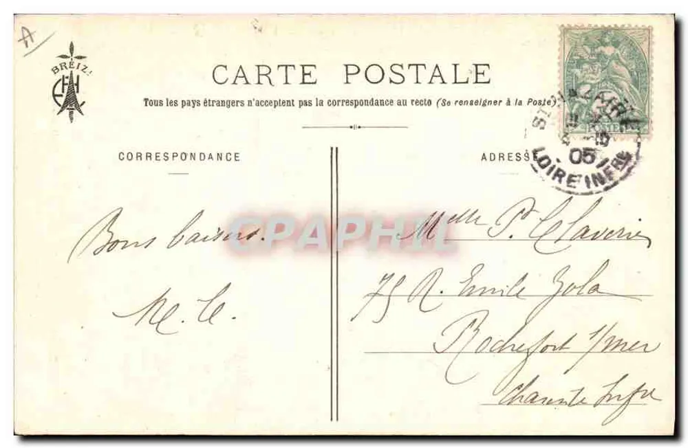 As Coiffes Bretonnes — Rosporden (Finistère) — Coleção E. Hamonic, n° 552 - Verso
