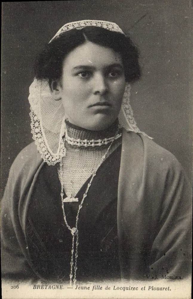 Bretagne — Mädchen aus Locquirec und Plouaret — V.J. Morlax, Nr. 206 - Vorderseite