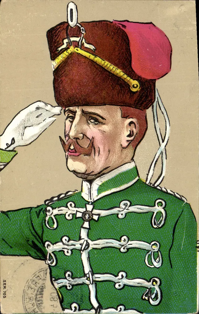 Soldado em uniforme verde — saudação — editor Druckkarte, número de série SER 705 - Frente