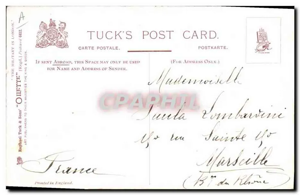 Mudança de Guarda — Tuck's Post Card - Verso