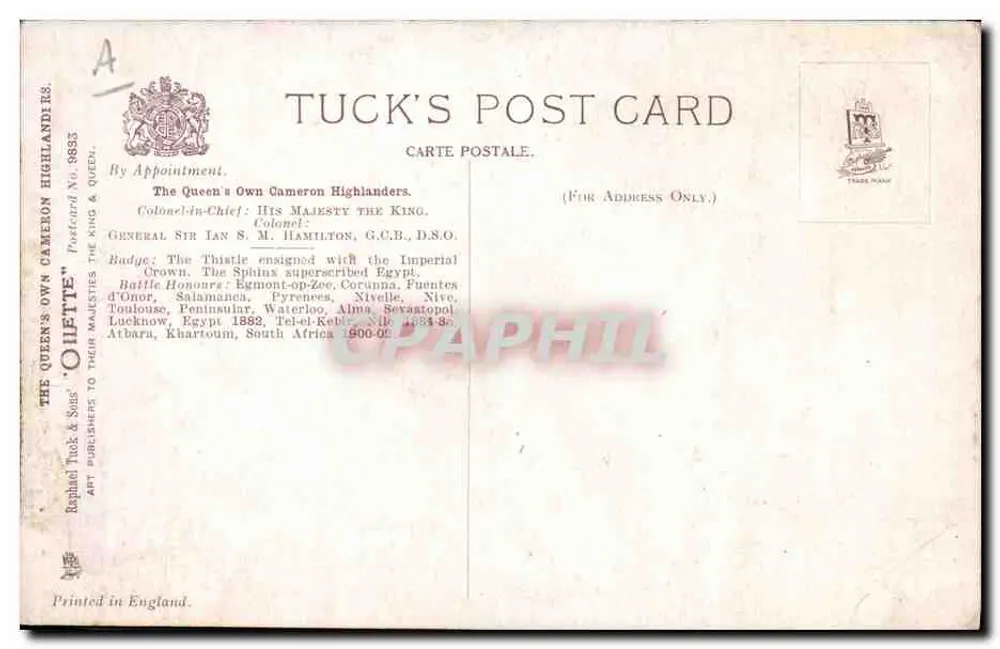 The Queen's Own Cameron Highlanders — The Colours — Harry Payne - Rückseite