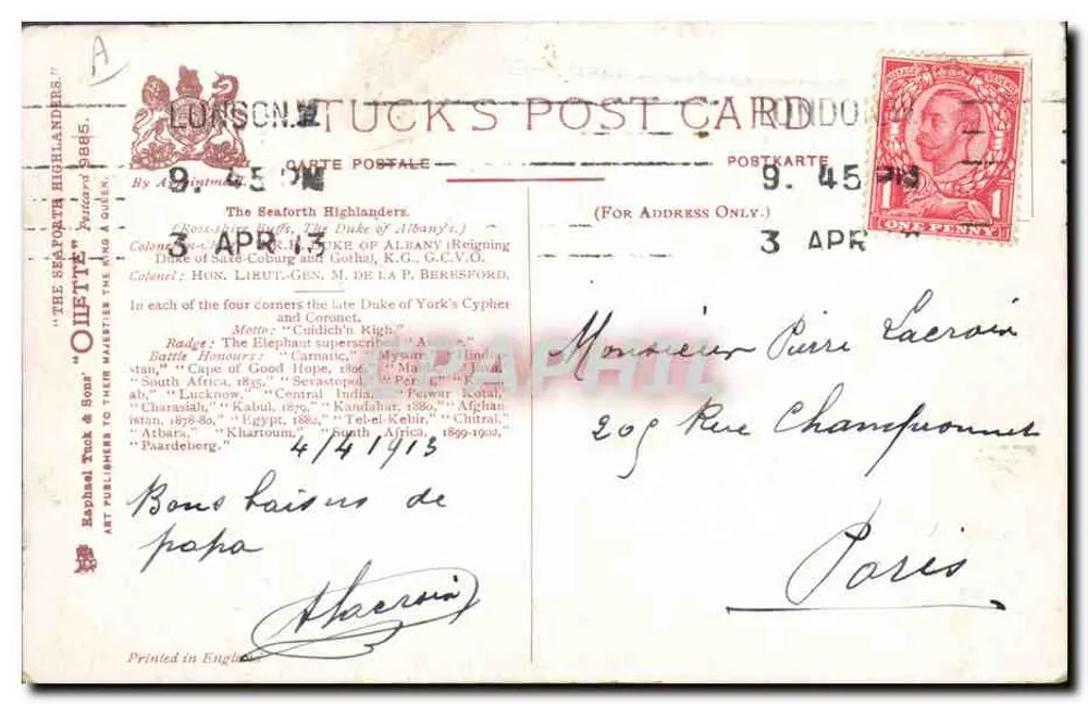 Die Seaforth Highlanders — Die Farben — von Harry Payne - Rückseite