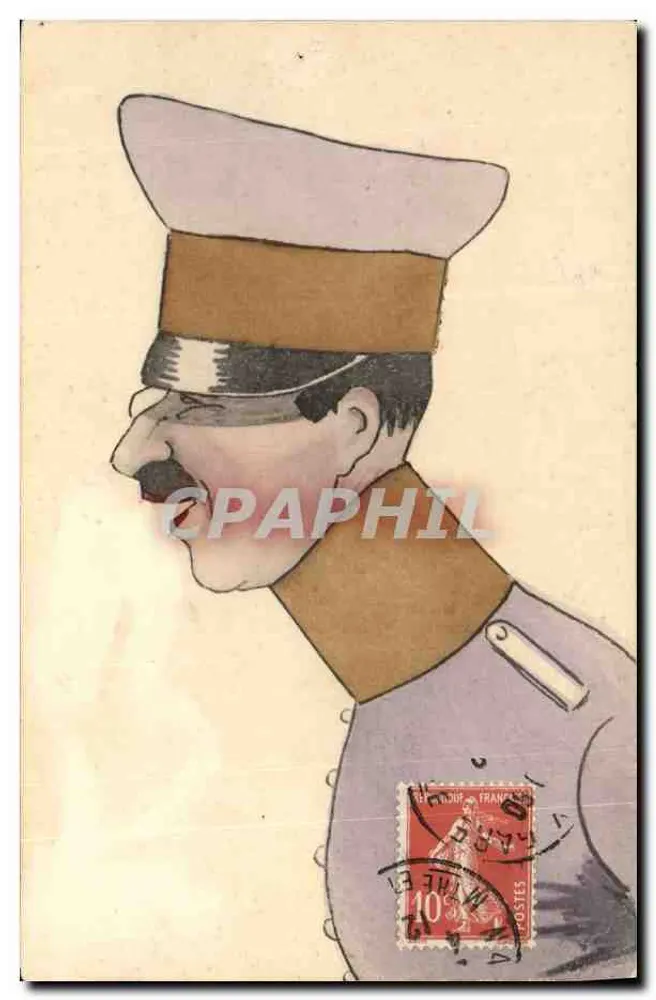 Retrato caricatural de um oficial — editor desconhecido, número de série não visível - Frente