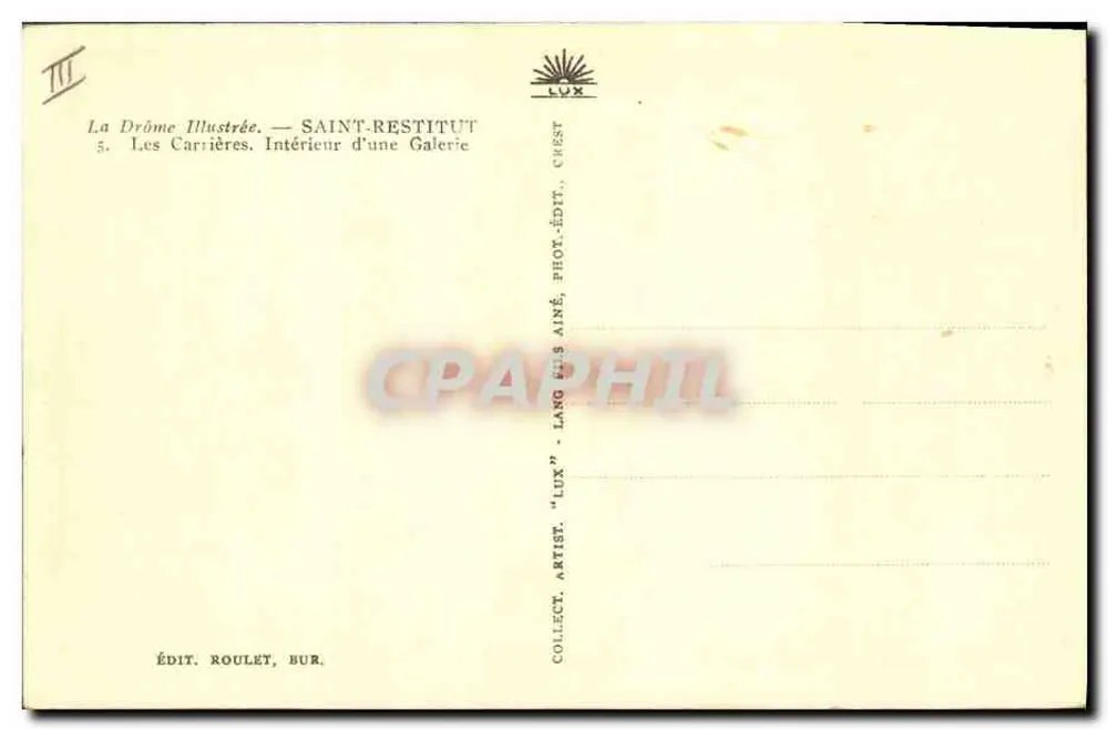 Saint-Restitut — Innenansicht einer Steinbruchgalerie — Langès Aîné, phot. - Rückseite
