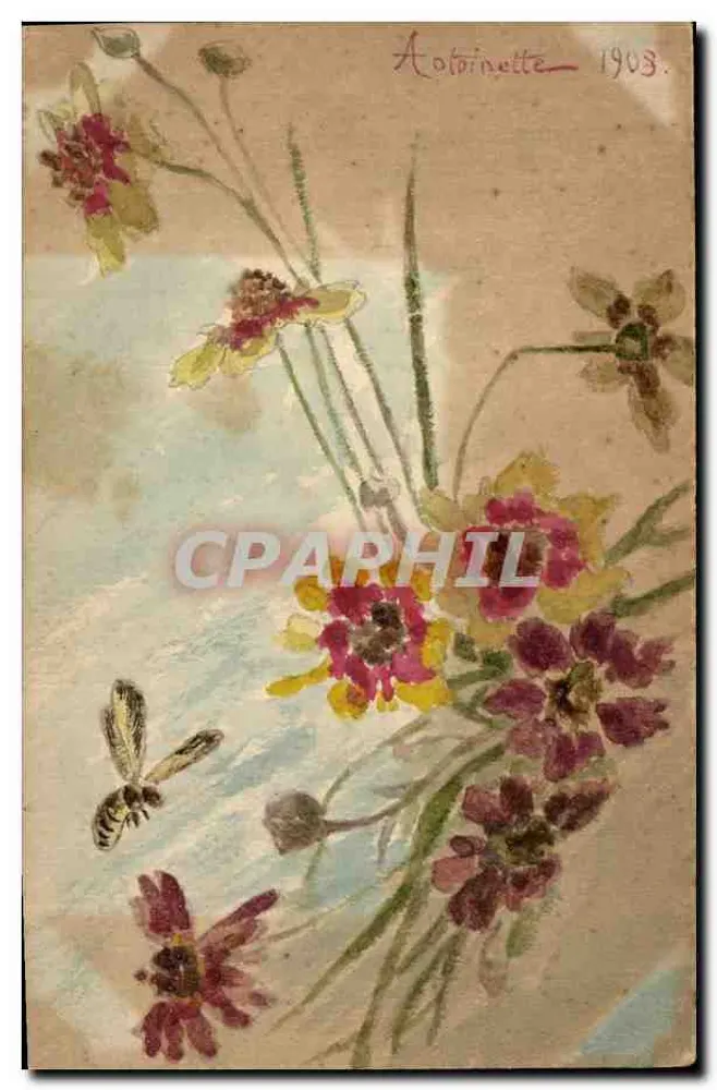 Blumen und Bienen — AotoBinette 1903 — kein Verlag oder Serie sichtbar - Vorderseite