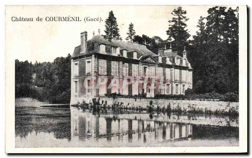 Castelo de COURMÉNIL (Gacé) — vista do castelo refletido em uma lagoa — editor não identificado - Frente