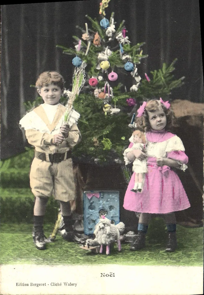 Kinder vor einem Weihnachtsbaum — Edition Bergeret, Cliché Walery - Vorderseite